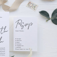 Simple Modern Custom Names Black White Wedding