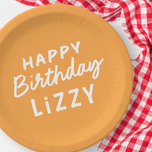 Simple Modern Custom Non-Photo Birthday Greeting Paper Plate