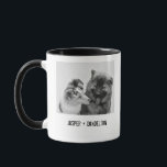 Simple, Modern Custom Pet or People Photo Mug<br><div class="desc">Add your own photo and text to create a unique photo gift. This coffee mug is ready to be customised with your photo and your own names or message in distressed black typewriter style lettering. The simple, modern black and white style looks great with black and white or colour photos....</div>