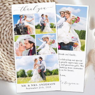Simple Modern Custom Photo Collage Wedding Thank You Card