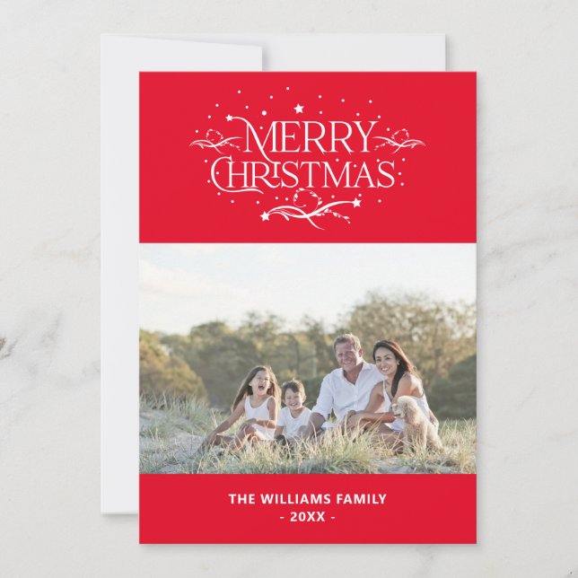 Simple Modern Custom Photo Family Merry Christmas Holiday Card (Front)