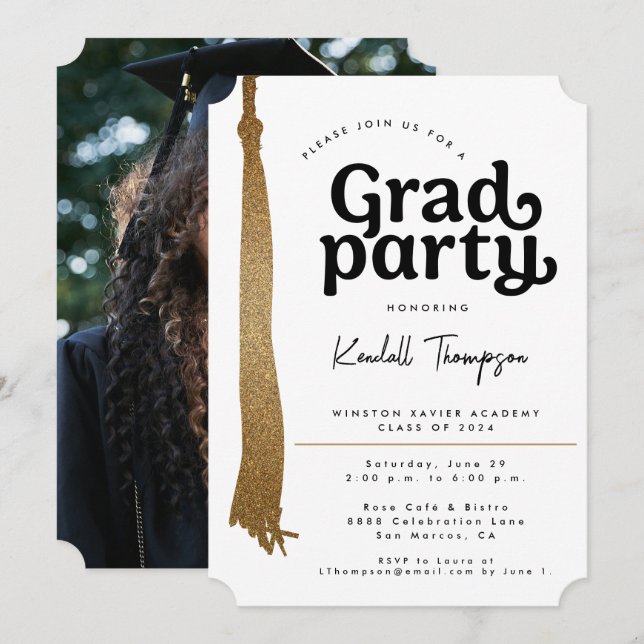 Simple modern Custom photo Graduation Party Invitation (Front/Back)