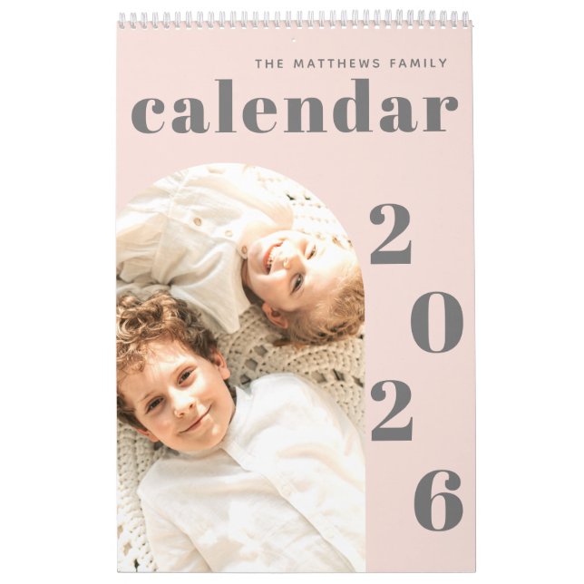 Simple Modern Custom Photo Planner Blush Pink Calendar (Cover)