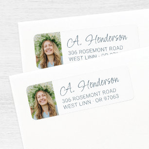 Simple Modern Custom Photo Return Address Label