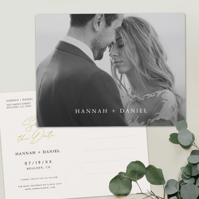 Simple Modern Custom Photo Save the Date Invitation Postcard (Creator Uploaded)