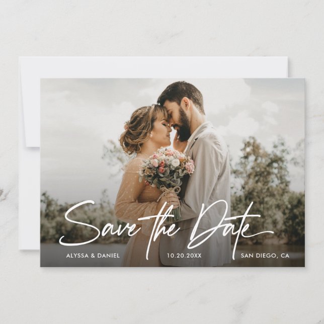 Simple Modern Custom photo wedding save the date Invitation (Front)