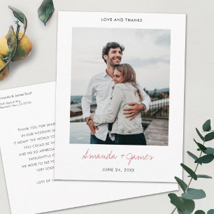 Simple Modern Custom Photo Wedding Thank You Postc Postcard