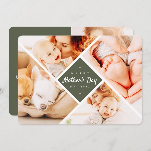 Simple Modern Custom Photos Happy Mother's Day Card (Front/Back)