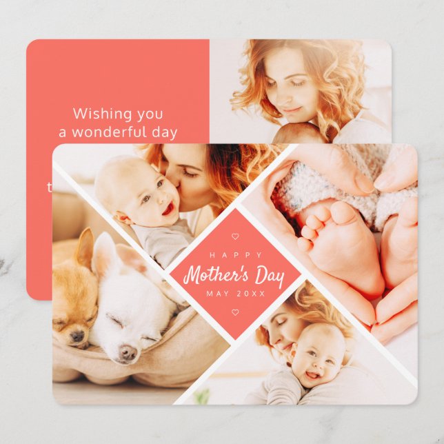 Simple Modern Custom Photos Happy Mother's Day Card (Front/Back)