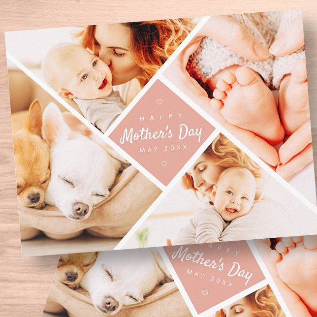 Simple Modern Custom Photos Happy Mother's Day Postcard (Creator Uploaded)