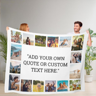 Simple Modern Custom Quote Photo Collage Fleece Blanket