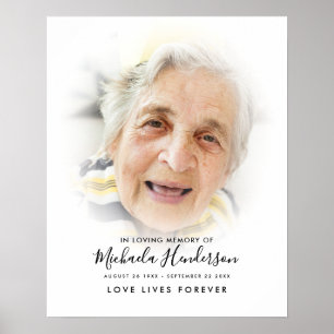 Simple Modern Custom Text Memorial Photo Tribute Poster