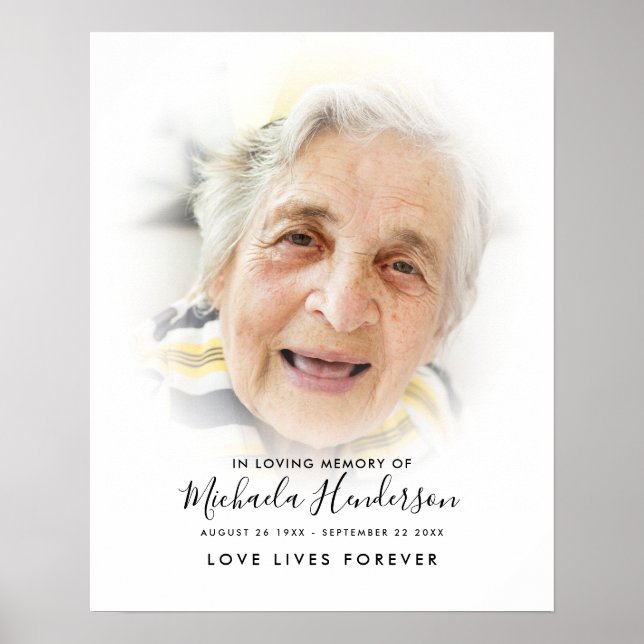 Simple Modern Custom Text Memorial Photo Tribute Poster (Front)
