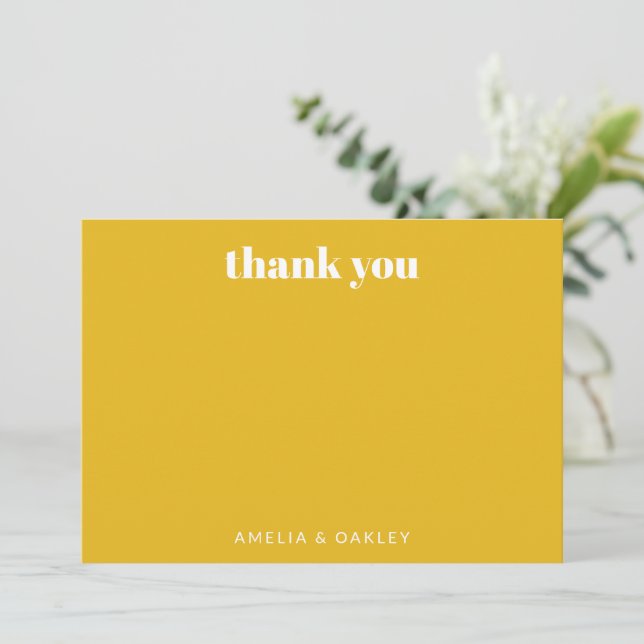 Simple Modern Cute Custom Yellow Couples Shower Thank You Card (Standing Front)