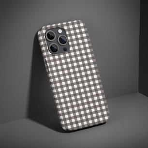 simple modern Cute Espresso brown gingham pattern iPhone 16 Case