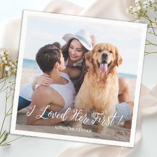 Simple Modern Cute Photo Funny Pet Dog Wedding Napkin