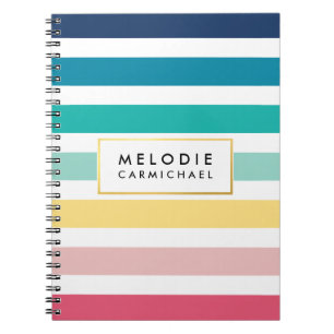 SIMPLE modern cute preppy pattern pastel stripe Notebook