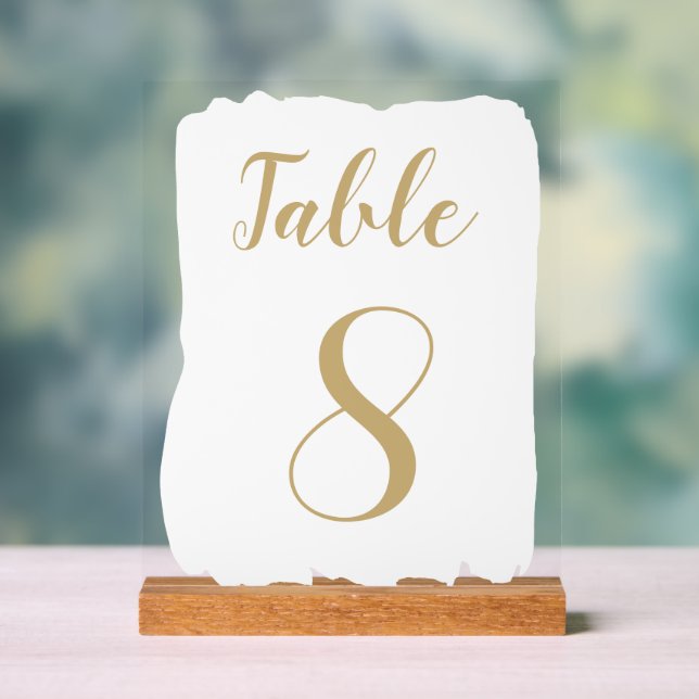 Simple Modern Cute Table Number Acrylic Sign (Neutral)