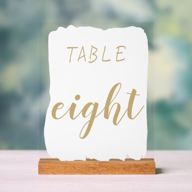Simple Modern Cute Table Number Acrylic Sign (Neutral)