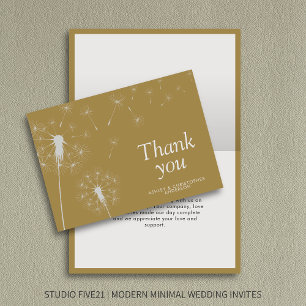 Simple Modern Dandelion Gold Thank You Card