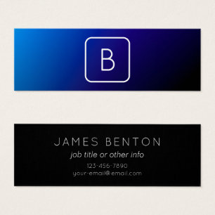 Simple Modern Dark Blue Ombre Gradient & Monogram