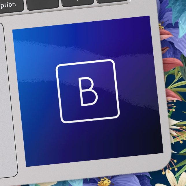 Simple Modern Dark Blue Ombre Gradient & Monogram (Creator Uploaded)