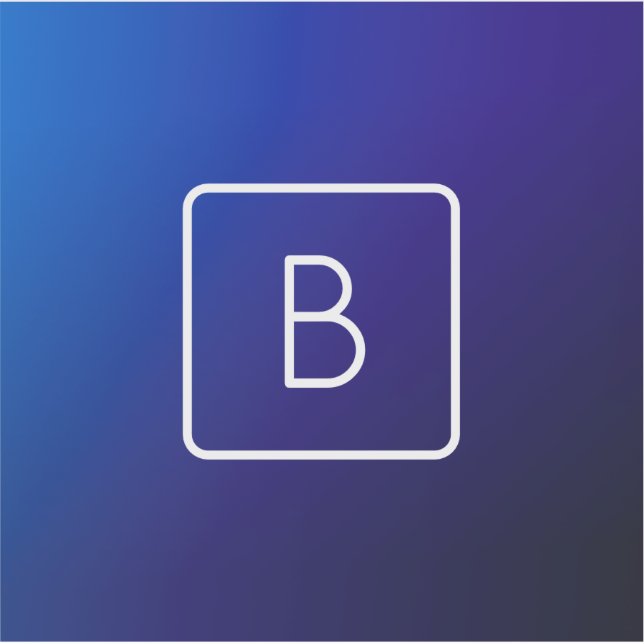 Simple Modern Dark Blue Ombre Gradient & Monogram (Front)