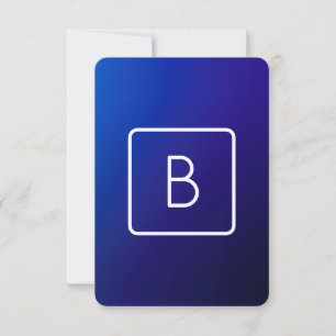 Simple Modern Dark Blue Ombre Gradient & Monogram Card