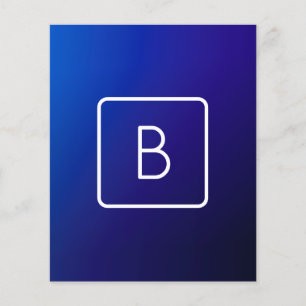Simple Modern Dark Blue Ombre Gradient & Monogram Flyer