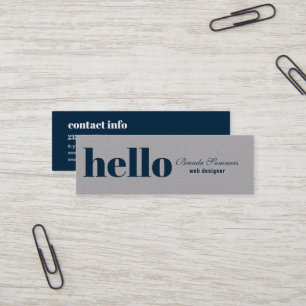 Simple Modern Dark Blue & White Background Mini Business Card