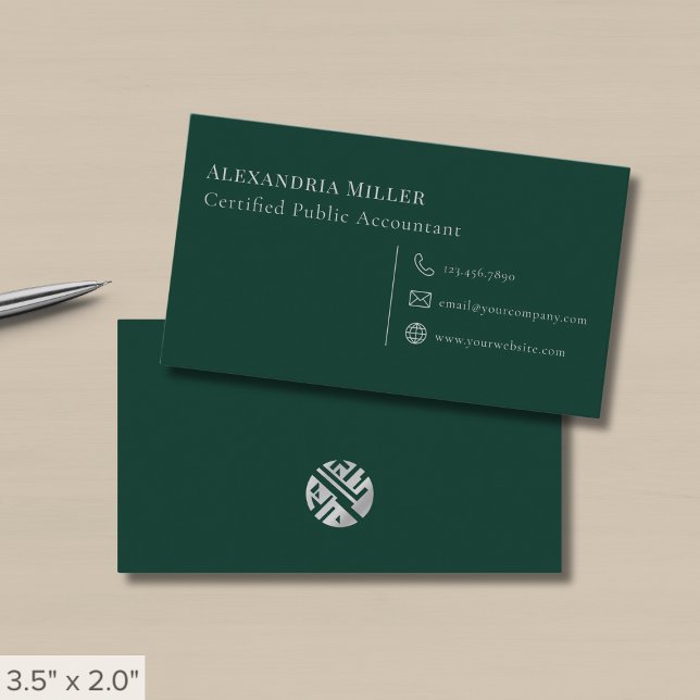 Simple Modern Dark Green Business Card (Creator Uploaded)