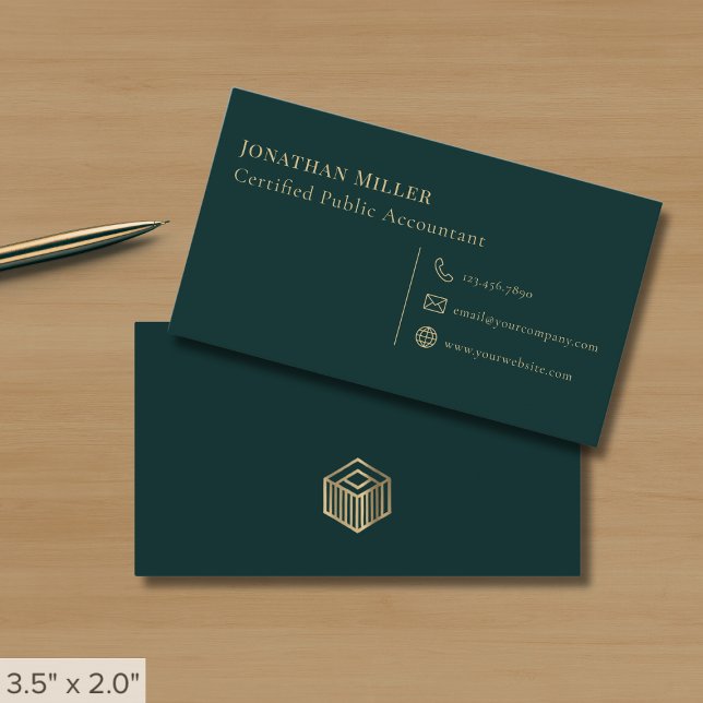 Simple Modern Dark Green Business Card (Creator Uploaded)