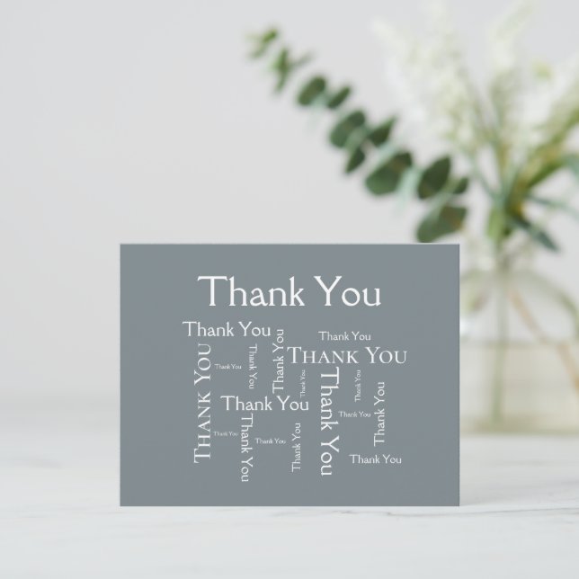 Simple Modern Dark Grey Typography Thank You Card (Standing Front)