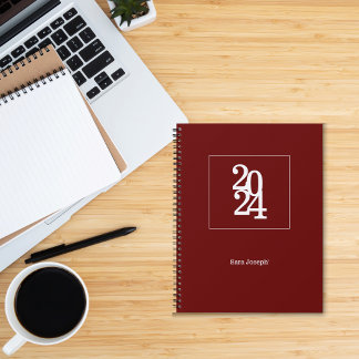 Simple Modern Dark Red 2024  Planner
