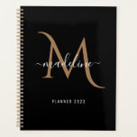 Simple Modern Decorative Black Gold Monogram Planner<br><div class="desc">Simple Modern Decorative Black Gold Monogram Planner</div>