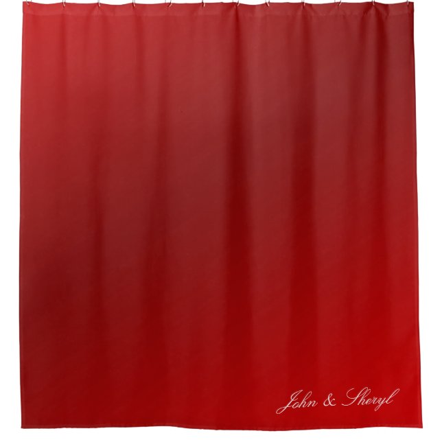 Simple & Modern Deep Red Gradient Solid Colour  Shower Curtain (Front)