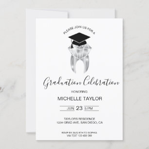Simple Modern Dental Dentist Graduation Party Invitation
