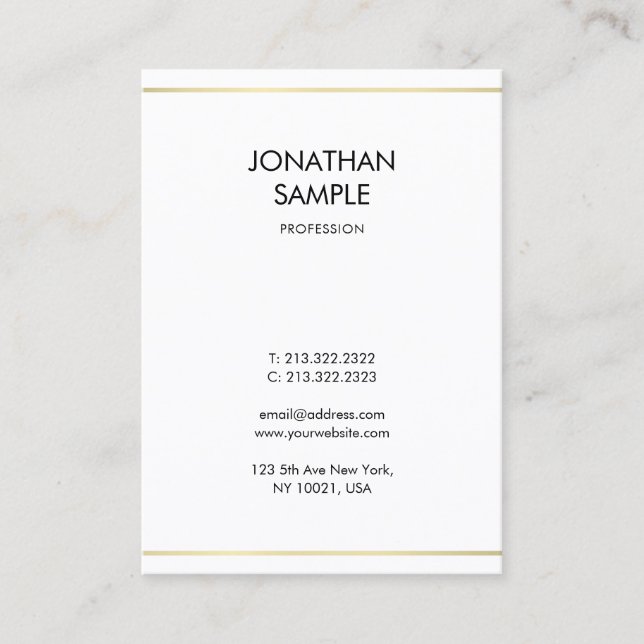 Simple Modern Design Creative Professional Gold Business Card (Front)