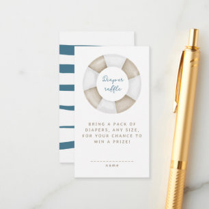 Simple Modern Diaper Raffle Nautical Baby Shower Enclosure Card