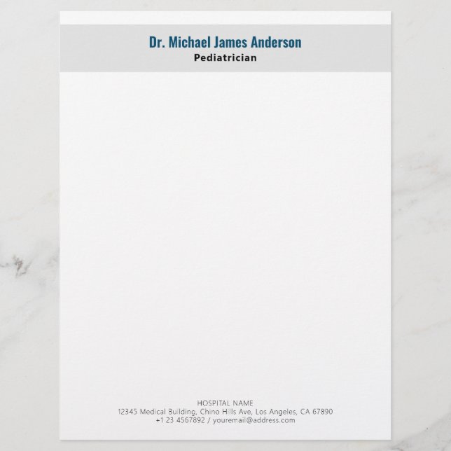 Simple Modern Doctor  Custom Letterhead (Front)