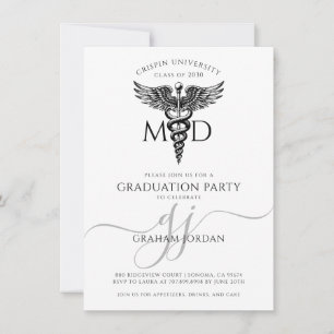 Simple Modern Doctor Graduation Party  Invitation