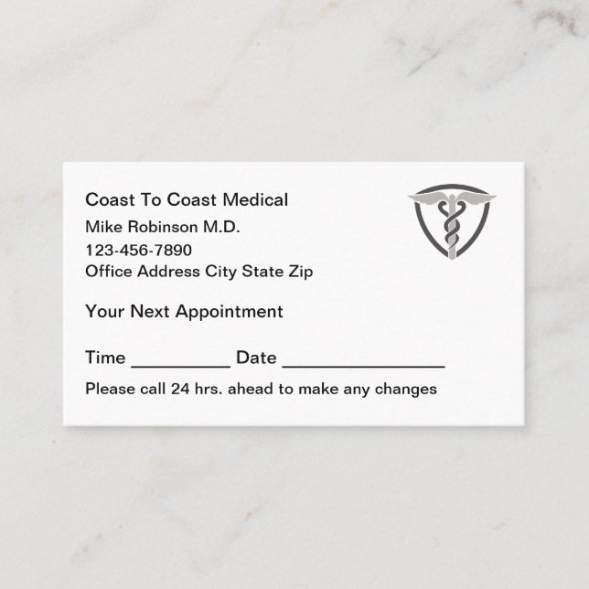 Simple Modern Doctor Office Appointment Card (Front)