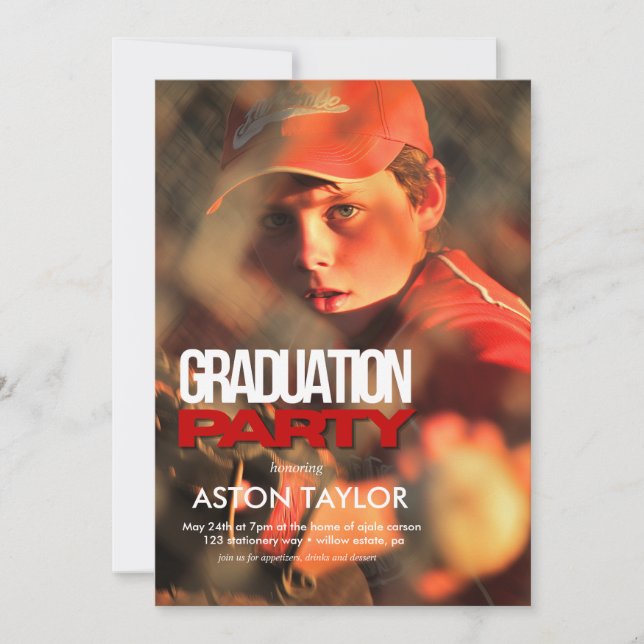 Simple modern double sided photo graduation  invitation (Front)