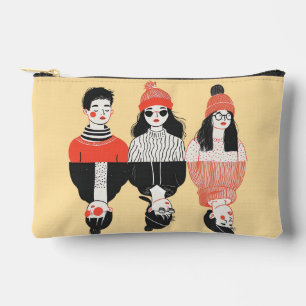 Simple modern drawing of cool young people accessory pouch