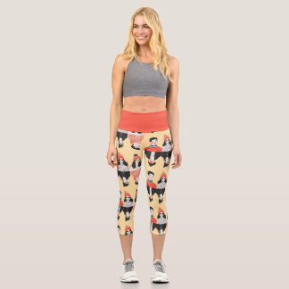 Simple modern drawing of cool young people capri leggings