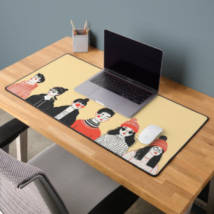 Simple modern drawing of cool young people desk mat
