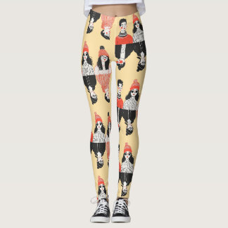 Simple modern drawing of cool young people leggings