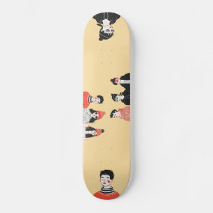 Simple modern drawing of cool young people  skateboard