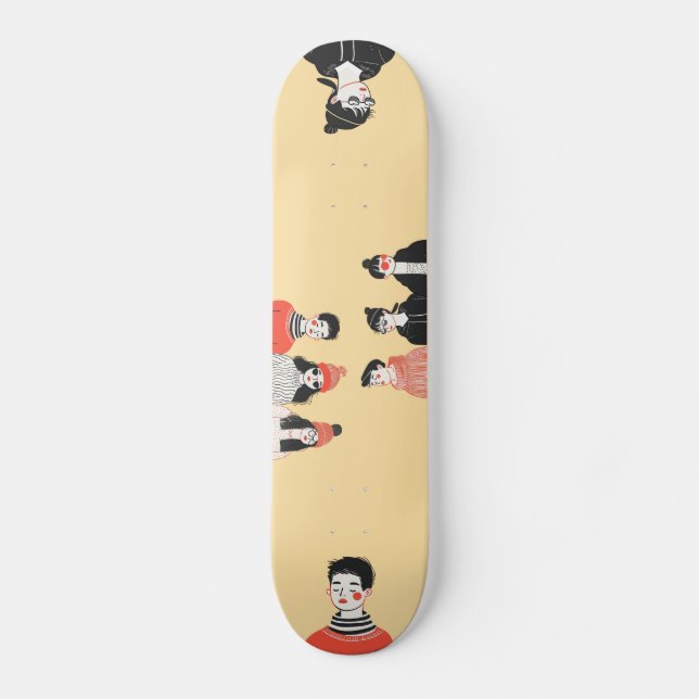 Simple modern drawing of cool young people  skateboard (Front)