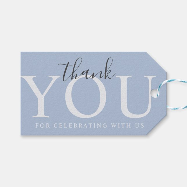 Simple Modern Dusty Blue Baby Shower Gift Tags (Front (Horizontal))